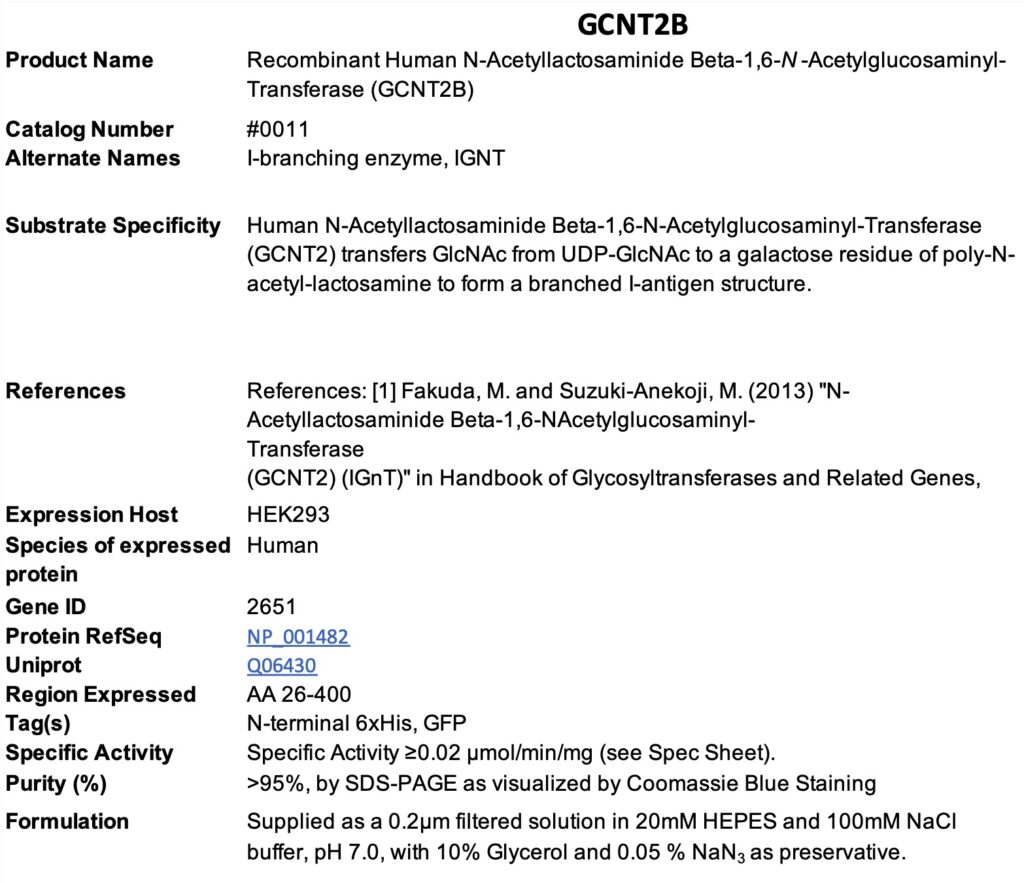 Product data sheet for GCNT2B