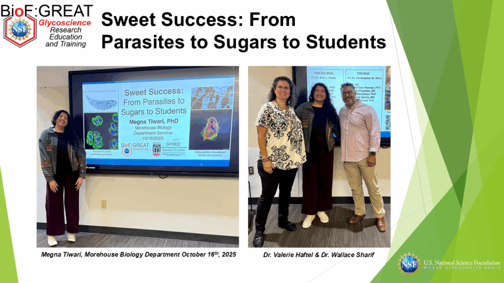 Dr. Megna Tiwari presenting her glycoscience education seminar at Morehouse College.