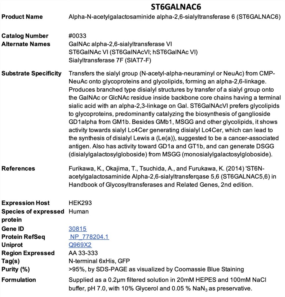 Product data sheet for ST6GALNAC6