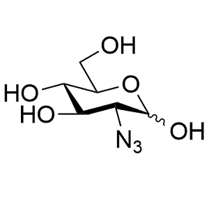 Chemical structure: glucopyranose ring with a hydroxymethyl group, three hydroxyls and an azide at C-2.